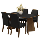 Conjunto Sala de Jantar Tampo de Madeira 4 Cadeiras Rustic/Preto/Oxford Évora Madesa