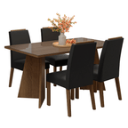 Conjunto Sala de Jantar Tampo de Vidro 4 Cadeiras Rustic/Oxford Braga Madesa