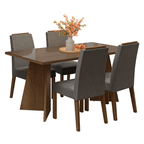 Conjunto Sala de Jantar Tampo de Vidro 4 Cadeiras Rustic/Silver Braga Madesa