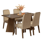 Conjunto Sala de Jantar Tampo de Vidro 4 Cadeiras Rustic/Imperial Braga Madesa