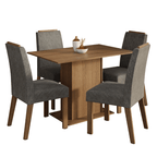 Conjunto Sala de Jantar Tampo de Madeira 4 Cadeiras Rustic/Silver Acácia Madesa