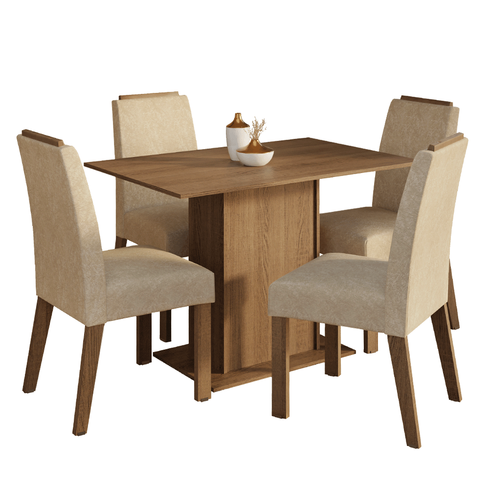 Conjunto Sala de Jantar Tampo de Madeira 4 Cadeiras Rustic/Imperial Acácia Madesa
