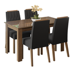Conjunto Sala de Jantar Tampo de Vidro 4 Cadeiras Rustic/Oxford Pétala Madesa
