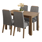 Conjunto Sala de Jantar Tampo de Madeira 4 Cadeiras Rustic/Silver Hera Madesa