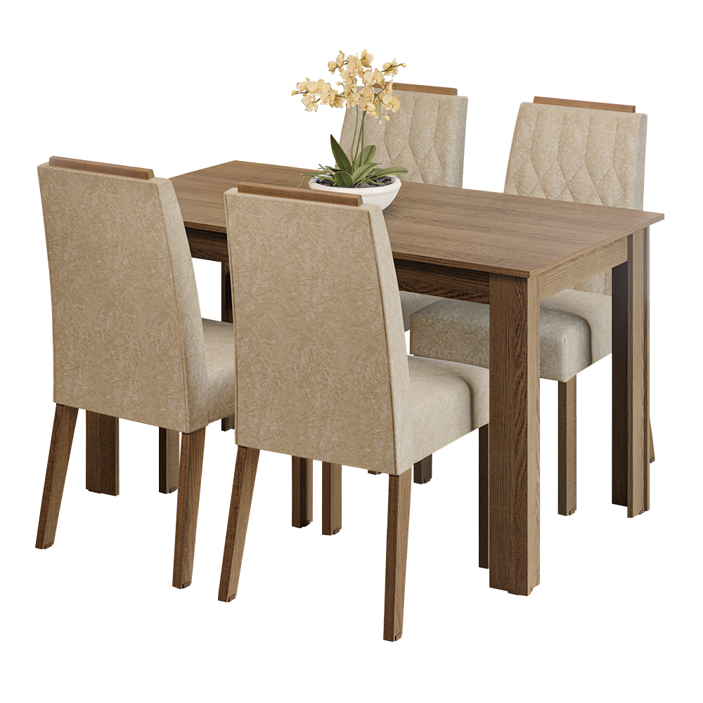 Conjunto Sala de Jantar Tampo de Madeira 4 Cadeiras Rustic/Imperial Hera Madesa