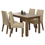 Conjunto Sala de Jantar Lótus Mesa Tampo de Madeira 4 Cadeiras Rustic/Crema/Suede Imperial Madesa