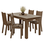 Conjunto Sala de Jantar Amora Mesa Tampo de Madeira 4 Cadeiras Rustic/Crema/Bege Marrom Madesa