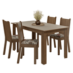Conjunto Sala de Jantar Amora Mesa Tampo de Madeira 4 Cadeiras Rustic/Crema/Floral Hibiscos Madesa