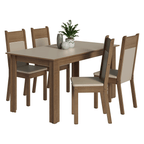 Conjunto Sala de Jantar Mel Mesa Tampo de Madeira 4 Cadeiras Rustic/Crema/Sintético Bege Madesa
