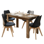 Conjunto Sala de Jantar Toscana Mesa Tampo de Vidro 4 Cadeiras Rustic/Preto Madesa