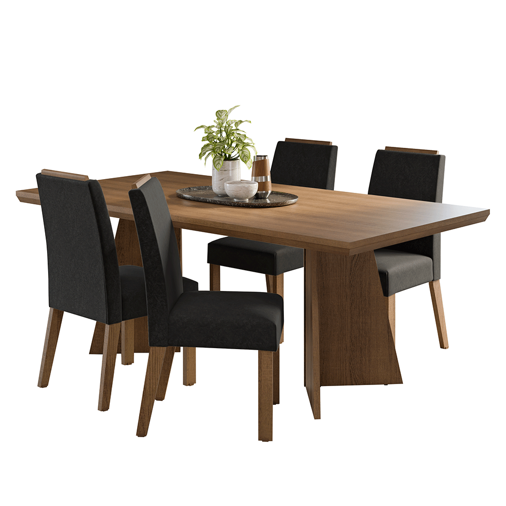 Conjunto Sala de Jantar Tampo de Madeira 4 Cadeiras Rustic/Oxford Arles Madesa