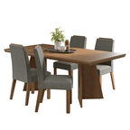 Conjunto Sala de Jantar Tampo de Madeira 4 Cadeiras Rustic/Silver Arles Madesa
