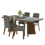 Conjunto Sala de Jantar Tampo de Madeira 4 Cadeiras Rustic/Cinza/Silver Arles Madesa