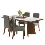 Conjunto Sala de Jantar Tampo de Madeira 4 Cadeiras Rustic/Branco/Silver Arles Madesa