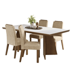 Conjunto Sala de Jantar Tampo de Madeira 4 Cadeiras Rustic/Branco/Imperial Arles Madesa