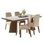 Conjunto Sala de Jantar Tampo com Vidro 4 Cadeiras Rustic/Branco/Imperial Todi Madesa