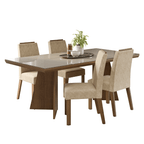 Conjunto Sala de Jantar Tampo com Vidro 4 Cadeiras Rustic/Crema/Imperial Todi Madesa