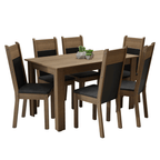 Conjunto Sala de Jantar Madesa Medelin Mesa Tampo de Madeira com 6 Cadeiras Rustic/Preto/Sintético Preto
