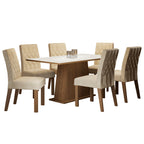 Conjunto Sala de Jantar Madesa Daniela Mesa Tampo de Madeira com 6 Cadeiras Rustic/Branco/Imperial
