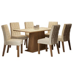 Conjunto Sala de Jantar Madesa Daniela Mesa Tampo de Madeira com 6 Cadeiras Rustic/Crema/Imperial