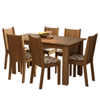 Conjunto Sala de Jantar Madesa Analu Mesa Tampo de Madeira com 6 Cadeiras Rustic/Floral Hibiscos