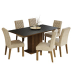 Conjunto Sala de Jantar Mesa Tampo de Madeira 6 Cadeiras Rustic/Preto/Imperial Hanna Madesa
