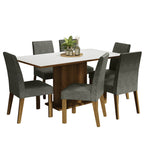 Conjunto Sala de Jantar Mesa Tampo de Madeira 6 Cadeiras Rustic/Branco/Silver Renata Madesa
