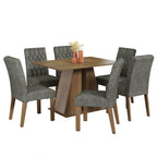 Conjunto Sala de Jantar Mesa Tampo de Madeira 6 Cadeiras Rustic/Crema/Silver Fabiana Madesa