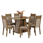 Conjunto Sala de Jantar Mesa Tampo de Madeira 6 Cadeiras Rustic/Crema/Bege Beverly Madesa