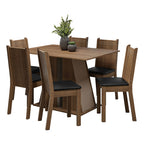 Conjunto Sala de Jantar Mesa Tampo de Madeira 6 Cadeiras Rustic/Crema/Preto Sharon Madesa