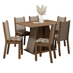 Conjunto Sala de Jantar Mesa Tampo de Madeira 6 Cadeiras Rustic/Crema/Bege Marrom Wendy Madesa