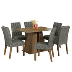 Conjunto Sala de Jantar Mesa Tampo de Madeira 6 Cadeiras Rustic/Silver Fabiana Madesa