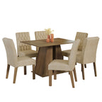 Conjunto Sala de Jantar Mesa Tampo de Madeira 6 Cadeiras Rustic/Imperial Fabiana Madesa