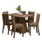 Conjunto Sala de Jantar Mesa Tampo de Madeira 6 Cadeiras Rustic/Bege Marrom Sharon Madesa