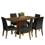 Conjunto Sala de Jantar Mesa Tampo de Madeira 6 Cadeiras Rustic/Oxford Renata Madesa