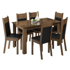 Conjunto Sala de Jantar Mesa Tampo de Vidro 6 Cadeiras Rustic/Preto Zoe Madesa