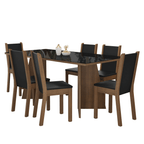 Conjunto Sala de Jantar Mesa Tampo de Vidro 6 Cadeiras Rustic/Preto Viola Madesa