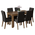 Conjunto Sala de Jantar Mesa Tampo de Vidro 6 Cadeiras Rustic/Oxford Odara Madesa
