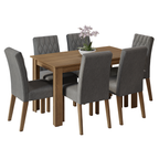 Conjunto Sala de Jantar Mesa Tampo de Madeira 6 Cadeiras Rustic/Silver Allegro Madesa
