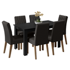 Conjunto Sala de Jantar Mesa Tampo de Madeira 6 Cadeiras Rustic/Preto/Oxford Allegro Madesa