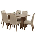 Conjunto Sala de Jantar Tampo de Madeira 6 Cadeiras Rustic/Crema/Imperial Leon Madesa