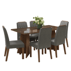 Conjunto Sala de Jantar Tampo de Vidro 6 Cadeiras Rustic/Silver Sintra Madesa