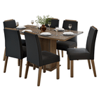 Conjunto Sala de Jantar Tampo de Vidro 6 Cadeiras Rustic/Oxford Dália Madesa