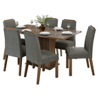 Conjunto Sala de Jantar Tampo de Vidro 6 Cadeiras Rustic/Silver Dália Madesa