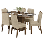 Conjunto Sala de Jantar Tampo de Vidro 6 Cadeiras Rustic/Imperial Dália Madesa