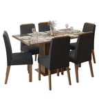 Conjunto Sala de Jantar Tampo de Vidro 6 Cadeiras Rustic/Oxford Azaleia Madesa