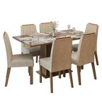 Conjunto Sala de Jantar Tampo de Vidro 6 Cadeiras Rustic/Imperial Azaleia Madesa