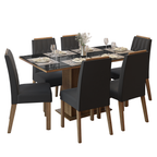 Conjunto Sala de Jantar Tampo de Vidro 6 Cadeiras Rustic/Preto/Oxford Azaleia Madesa