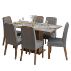 Conjunto Sala de Jantar Tampo de Madeira 6 Cadeiras Rustic/Cinza/Silver Bosque Madesa