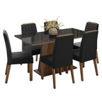 Conjunto Sala de Jantar Tampo de Vidro 6 Cadeiras Rustic/Preto/Oxford Peônia Madesa